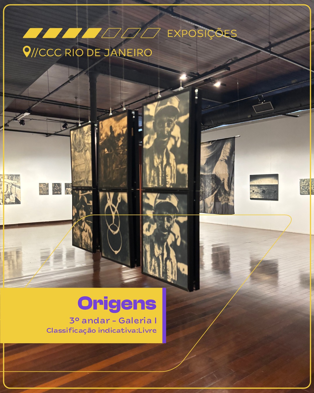 Espaço da exposição “Origens” no Centro Cultural Correios (Imagem: Reprodução/Redes Sociais/@correioscultural).