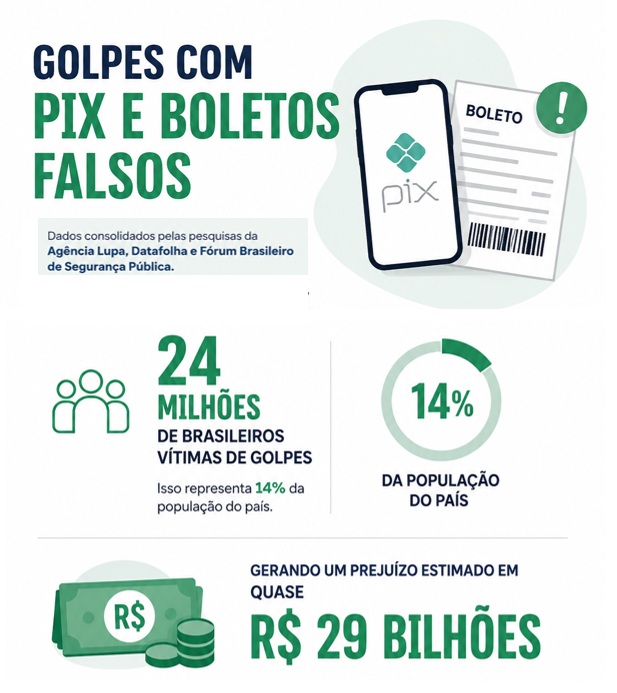 Info com dados sobre golpe do pix no Brasil